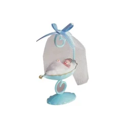 NORDIA Sujet bapteme Garçon Berceau Bleu 10 cm