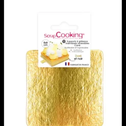 SCRAPCOOKING Supports Gâteau Or et Noir Carré 8 cm (x10)