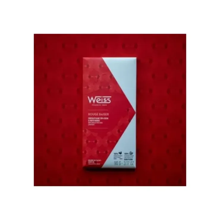 New WEISS Tablette de Chocolat Blanc Rouge Baiser 29% 90 g