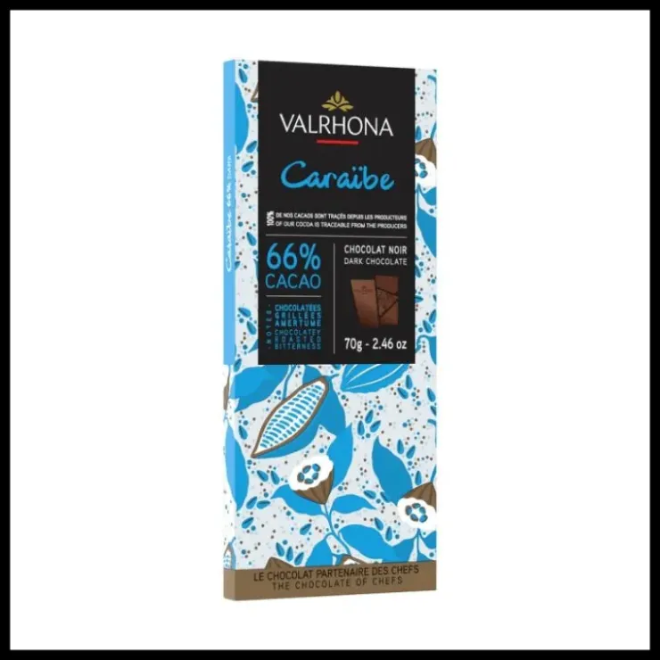 Outlet VALRHONA Tablette de Chocolat Noir Caraïbe 66% 70 g