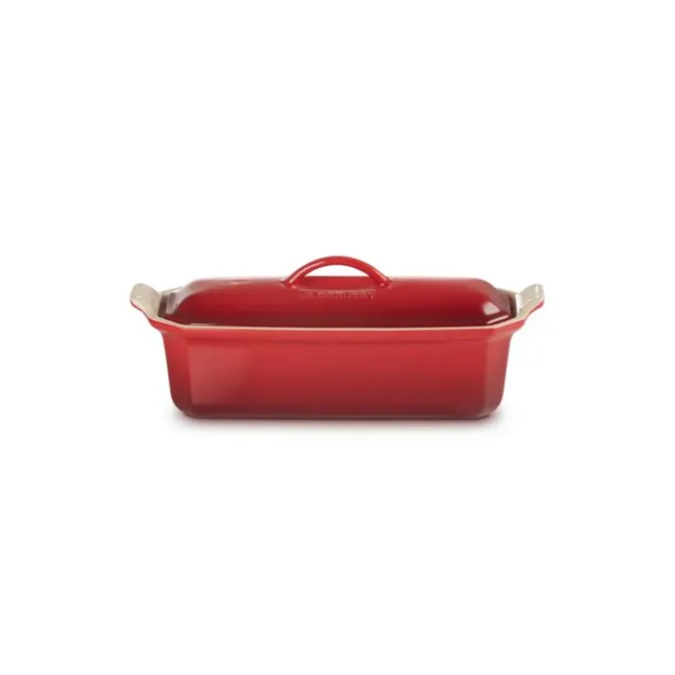 Sale LE CREUSET Terrine Rectangulaire avec presse 28 cm Cerise céramique