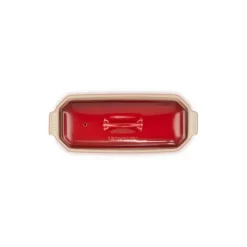 Sale LE CREUSET Terrine Rectangulaire avec presse 28 cm Cerise céramique