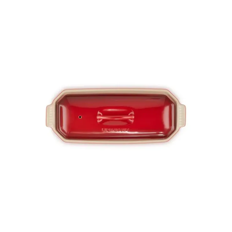 Sale LE CREUSET Terrine Rectangulaire avec presse 28 cm Cerise céramique