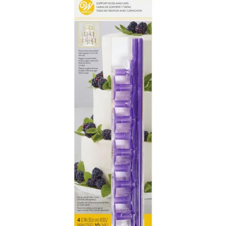 Hot WILTON Tiges pour Pièce Montée (x4) et Capuchons (x10)