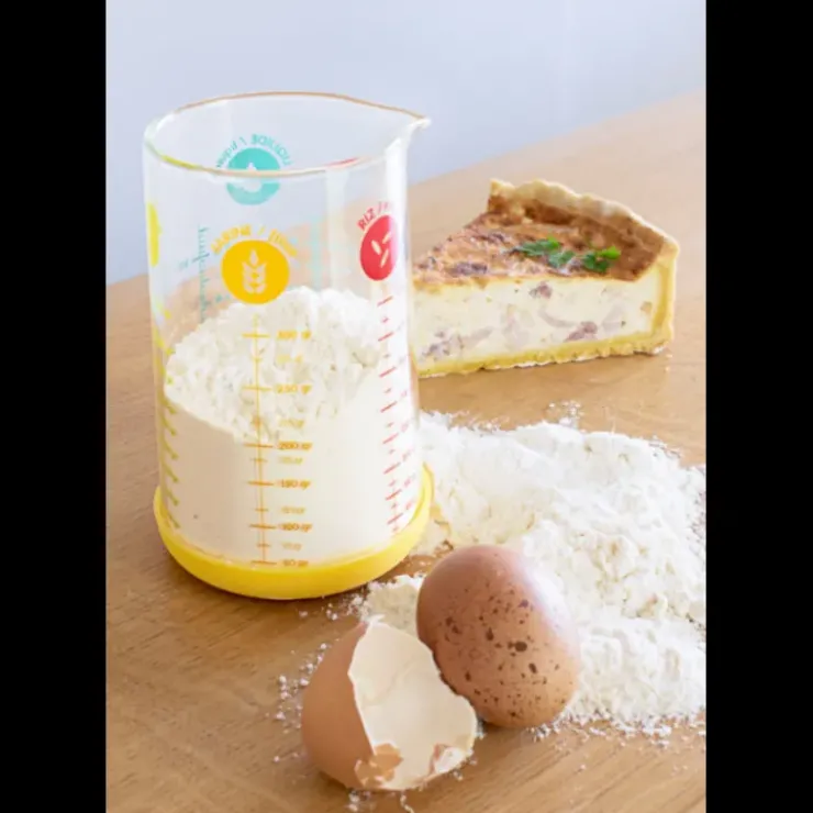 Sale PEBBLY Verre Doseur en Verre et Silicone 500 ml Jaune