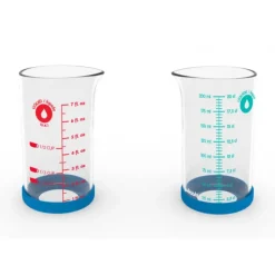 New PEBBLY Verre Doseur en Verre et Silicone 200 ml Bleu