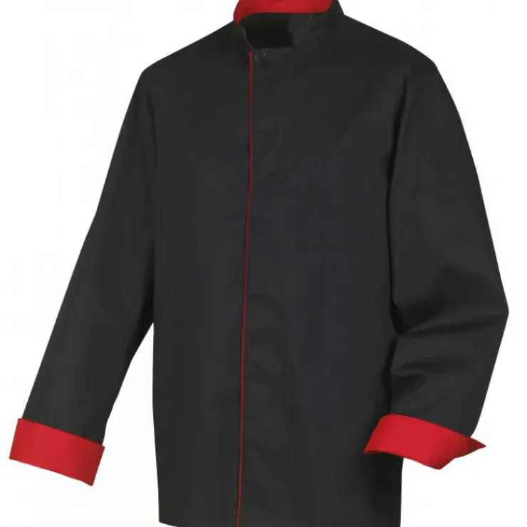 Hot ROBUR Veste de Cuisine Mixte Noire/Rouge BOKO T.3
